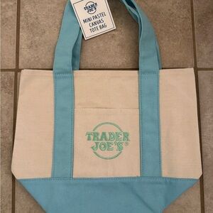 Trader Joe's Mini Pastel Canvas Tote Bag (Blue)